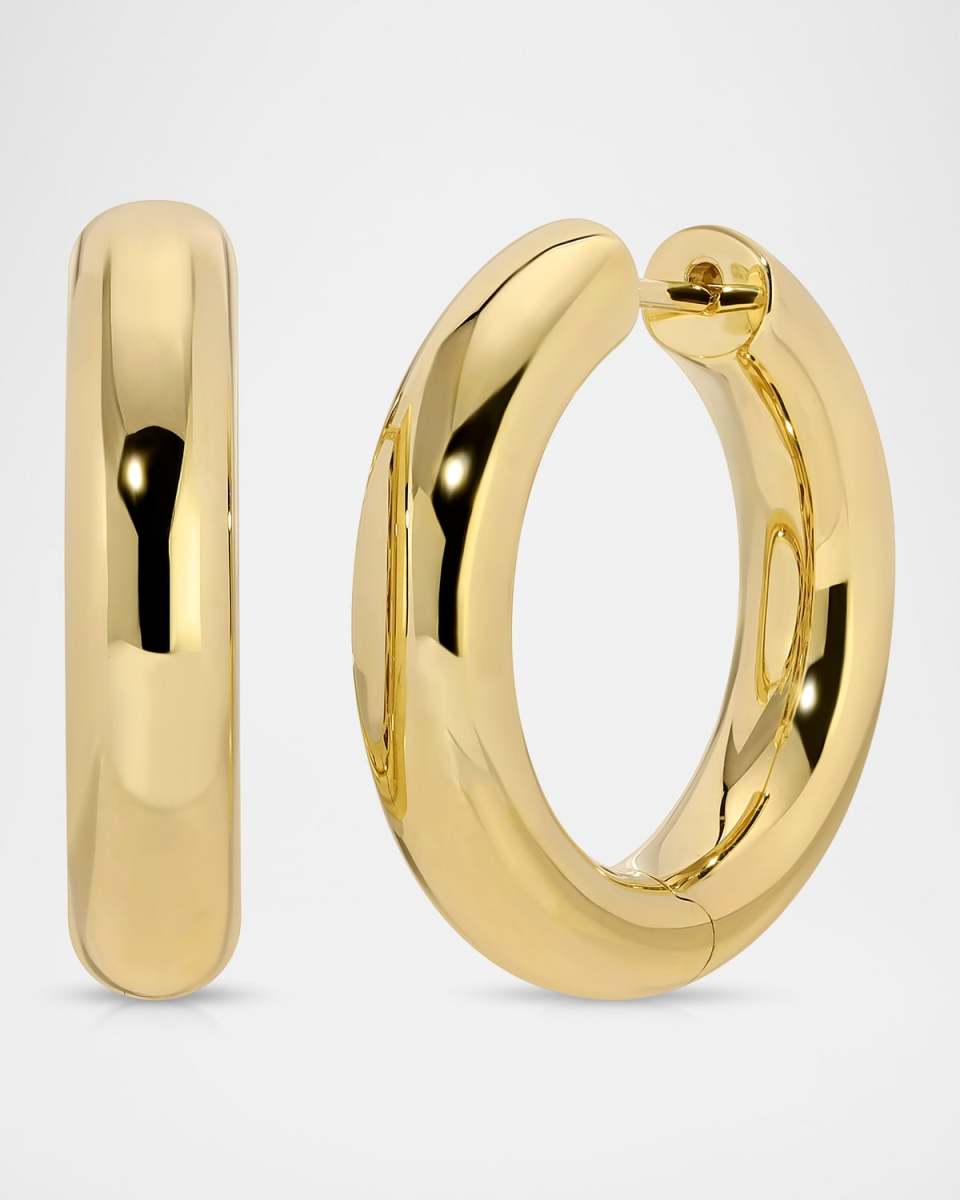 18K Yellow Gold Plain Cosmo Hoop Earrings